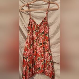 Red floral summer dress